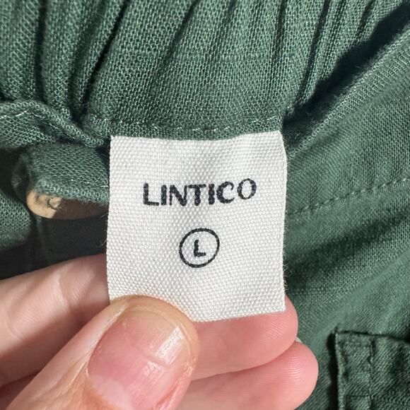Lintico Linen Simple Button Fly Trouser HEIDI Women L Forest Green Coast Minimal - Picture 6 of 9